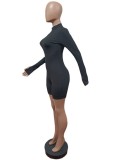 Solid Color Long Sleeve Slim Romper MEM-88469