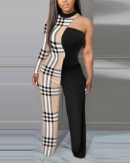 Fashion Print Single Shoulder Sleeve Jumpsuit GSRX-3012