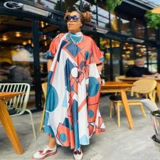 Plus Size Print Loose Half Sleeve Maxi Dress NY-10369