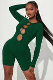 Solid Color Long Sleeve Hollow Skinny Romper ME-8270