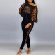 Plus Size Letter Print Color Blocking Two Pants Piece Set NY-2652