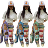 Fashion Loose Colorful Pattern Tassel Pants YMT-6331