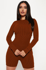 Solid Color Long Sleeve Sport Romper ME-8269