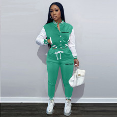 Color Blocking Single-breasted Bassball Jackets Sport Suit TK-6271