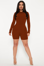 Solid Color Long Sleeve Sport Romper ME-8269