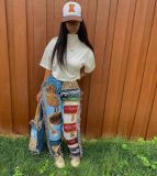Fashion Loose Colorful Pattern Tassel Pants YMT-6331