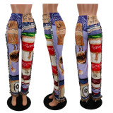 Fashion Loose Colorful Pattern Tassel Pants YMT-6331