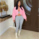 Loose Long sleeve Fur Short Jacket ZSD-0561