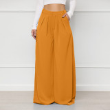 Plus Size Solid Color Loose Wide Leg Pant SH-390443