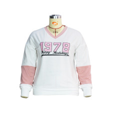 Plus Size Letter Print V Neck T Shirt XHSY-19533