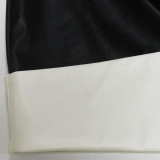 Letter Print Sweatshirt And Splicing Leather Skirt 2 Piece Set XHSY-19532
