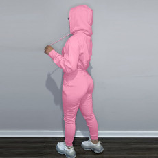Padded Thickened Letter Printed Hooded Pants Sports Suit XMF-218