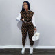 Print Patchwork Long Sleeve Baseball Jacket 2 Piece Set FSL-F203