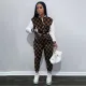 Print Patchwork Long Sleeve Baseball Jacket 2 Piece Set FSL-F203