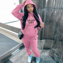 Padded Thickened Letter Printed Hooded Pants Sports Suit XMF-218