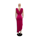 Sleeveless High Waist Irregular Split Long Dress GYLY-9910