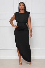 Sleeveless High Waist Irregular Split Long Dress GYLY-9910
