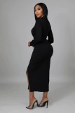 Fashion V Neck High Waist Splid Maxi Dress GYLY-9973