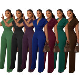 Low-cut Solid Color Slim Jumpsuit GYLY-9585