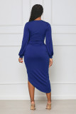 Long Sleeve V-neck Irregular Sexy Slim Midi Dress GYLY-9907