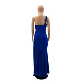 Sleeveless One Shoulder Sexy Split Evening Dress GYLY-9902