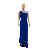 Sleeveless One Shoulder Sexy Split Evening Dress GYLY-9902