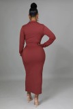 Fashion V Neck High Waist Splid Maxi Dress GYLY-9973