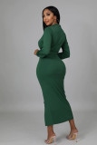 Fashion V Neck High Waist Splid Maxi Dress GYLY-9973