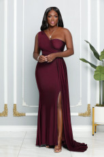 Sleeveless One Shoulder Sexy Split Evening Dress GYLY-9902