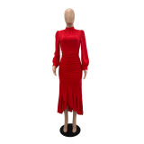 Long Sleeve Slim Party Midi Dress (Without Belt) GYLY-9909