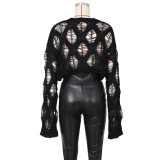 Sexy Hollow Out Loose Knit Sweater ZSD-0246