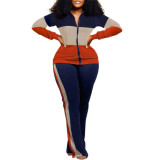 Plus Size Printed Fashion Coat And Pants 2 Piece Set GSRX-3006