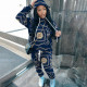Plus Size Casual Print Hooded Sweatshirt Slim Two Piece Pants Set NY-10368