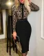 Plus Size Fashion Print Midi Dress With Belt GSRX-Q809