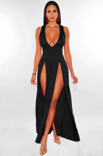 Deep V Neck Sleeveless Split Club Dress MZ-2775