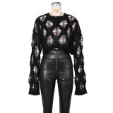 Sexy Hollow Out Loose Knit Sweater ZSD-0246