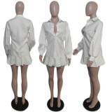 Plus Size Fashion Solid Color Shirt Dress QXTF-88108