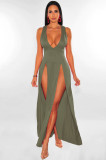 Deep V Neck Sleeveless Split Club Dress MZ-2775