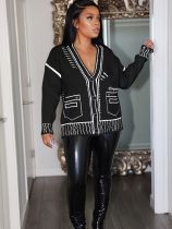Painting Graffiti Loose Cardigan Jacket Knitted Top ZSD-0247
