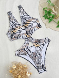 Sexy Print Cross Hollow One Piece Swimsuit CASF-6502