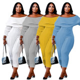 Plus Size Solid Ruffle Jumpsuit QXTF-8113