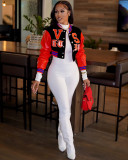 Fashion Letter Print Loose Short Baseball Jacket MDF-5348