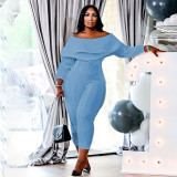Plus Size Solid Ruffle Jumpsuit QXTF-8113