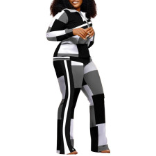 Plus Size Printed Fashion Coat And Pants 2 Piece Set GSRX-3006