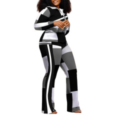 Plus Size Printed Fashion Coat And Pants 2 Piece Set GSRX-3006