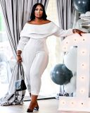 Plus Size Solid Ruffle Jumpsuit QXTF-8113
