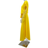 Solid Short Sleeve T Shirt And Maxi Skirt 2 Piece Set GYLY-9959