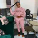 Letter Print Plush Sweatshirt Hooded Two Piece Set XMF-219