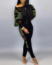 Plus Size Fashion Print Long Sleeve Pant Two Piece Set GSRX-3015