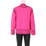 Painting Graffiti Loose Cardigan Jacket Knitted Top ZSD-0247